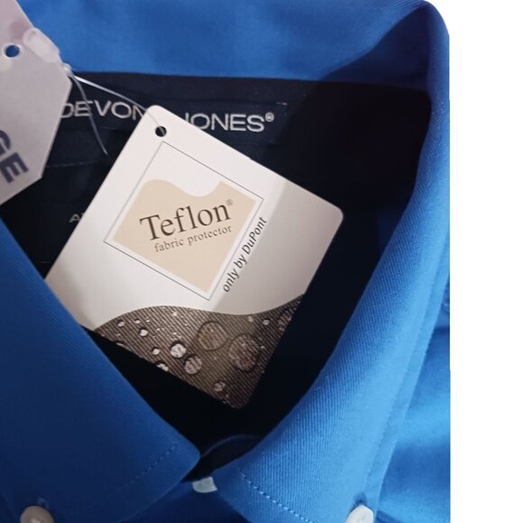Devon & Jones imagineering Mens Button-Up Shirt Teflon-Protected Blue Medium - Picture 6 of 14